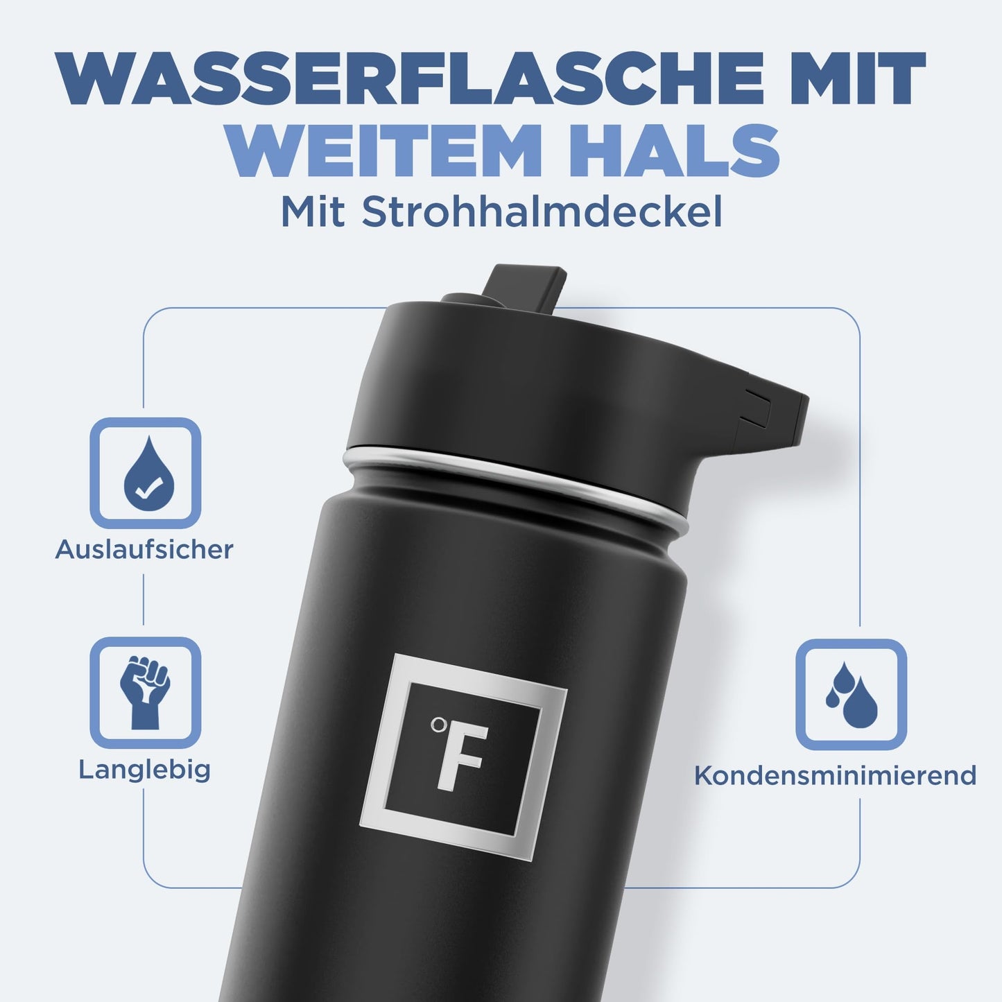 👉 Edelstahl Trinkflasche mit Strohhalm, Doppelwandig Isoliert & Auslaufsicher, BPA-frei, Für Kohlensäure Geeignet, 650–1800 ml – Sport, Fitness, Kinder & Reisen